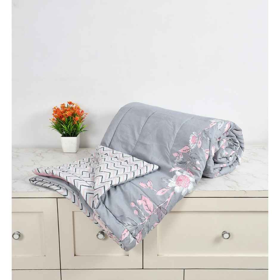 Florida King-Size Printed AC Comforter With 1 Bedsheet & 2 Pillow Cover Set - Pink