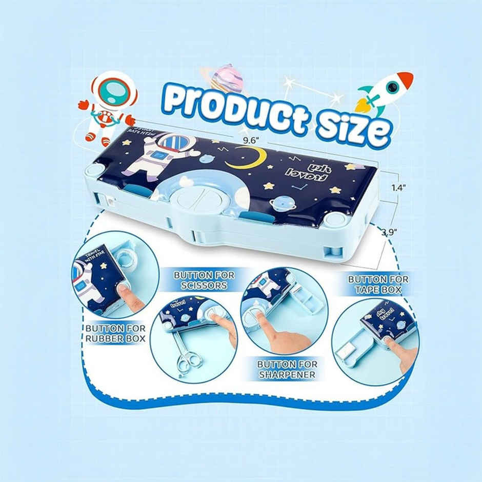 Fablue Multi-Functional Astronaut Pencil Box | Light Blue