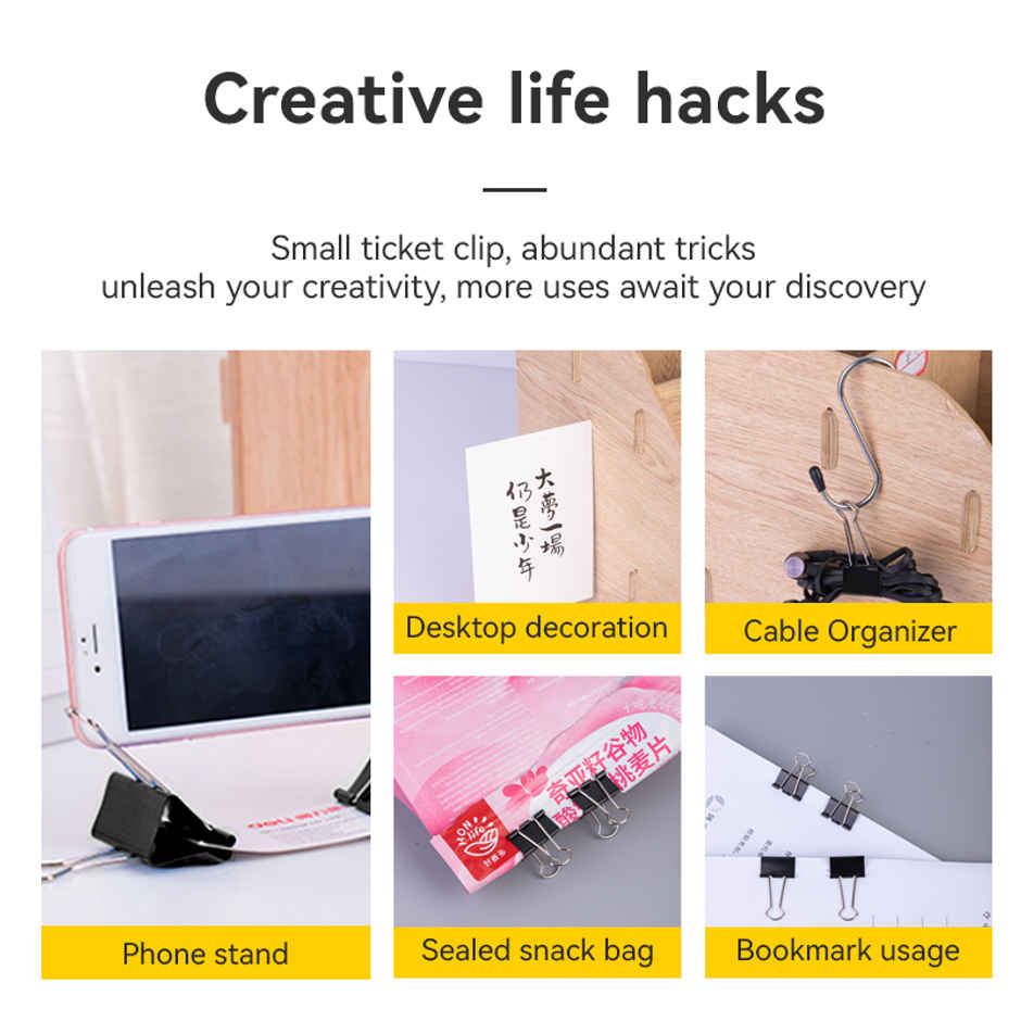 Deli EZ64 Binder Clips, 25 mm, Black Body