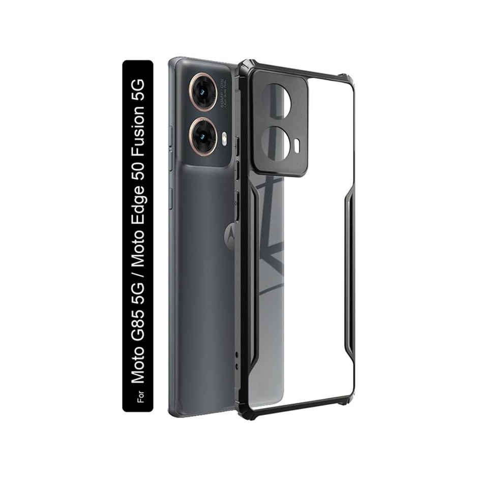 Kwine Case Motorola Moto G85 / Edge 50 Fusion Back Cover - Black Bordered Transparent Case