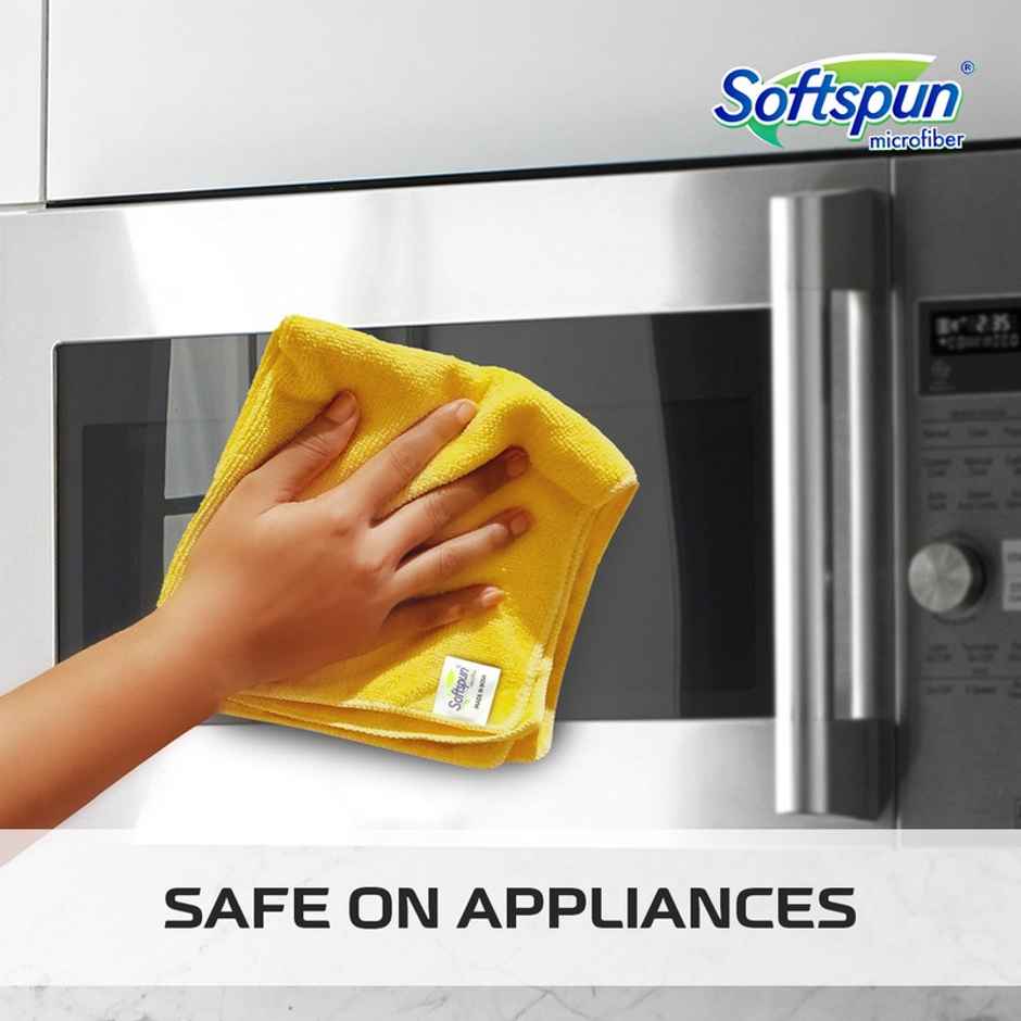 Softspun Microfiber Cleaning Cloths (220 Gsm, 40X40 Cm, 4Pc, Multicolor/Assorted) (4pc) & 3M Cream Wax For Car | Restores High Gloss And Shine | Safe On Paint (220g) Combo