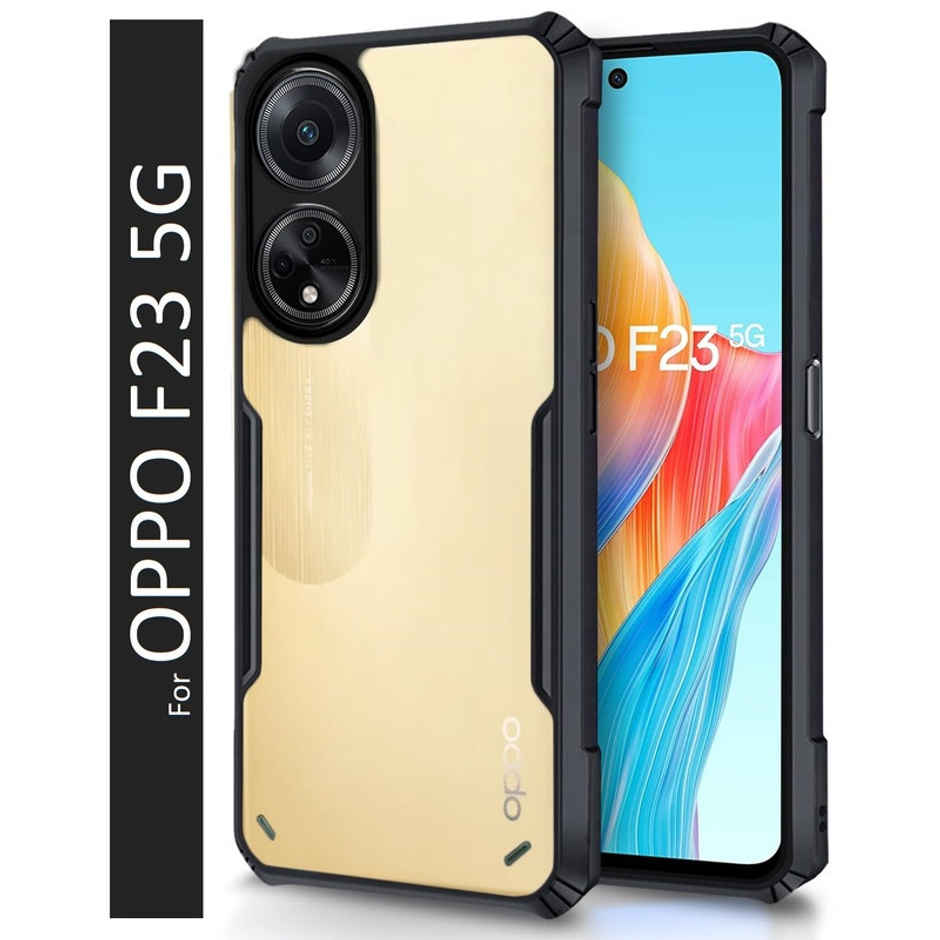 Kwine Case Oppo F23 5G Back Cover - Black Bordered Transparent Case
