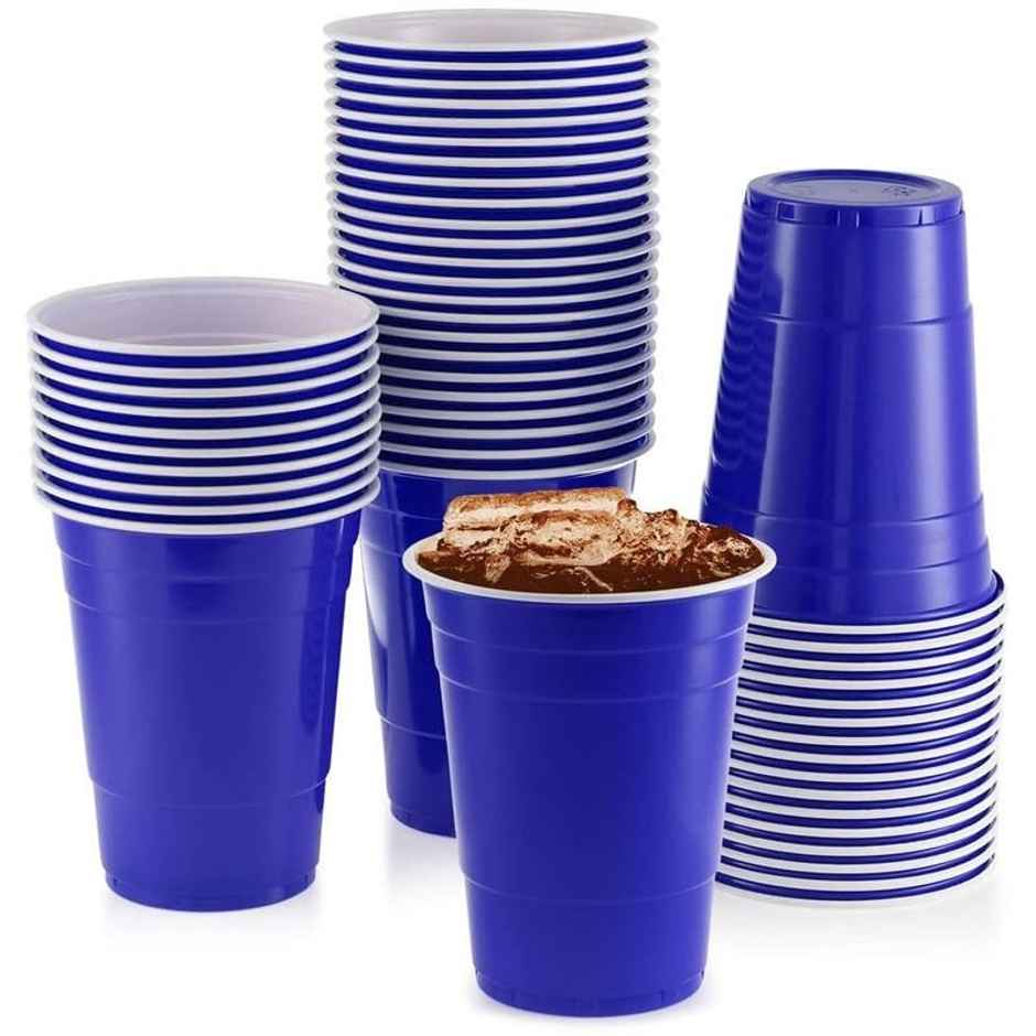 Thick Paper Beer Pong Party Glass | Blue | 450 ml | Pack of 10 | Tempware