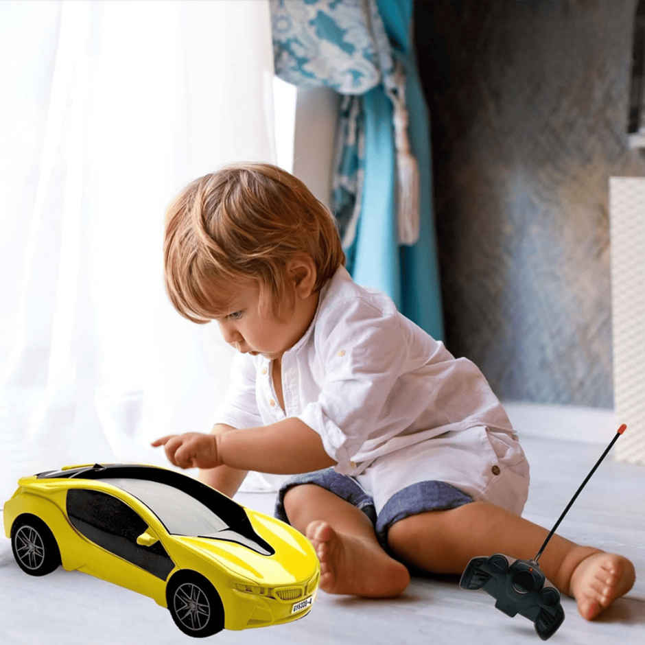 Fablue 3D Lights Famous Remote Control Car Toy For Kids - High Speed Racing Car Toy | Yellow