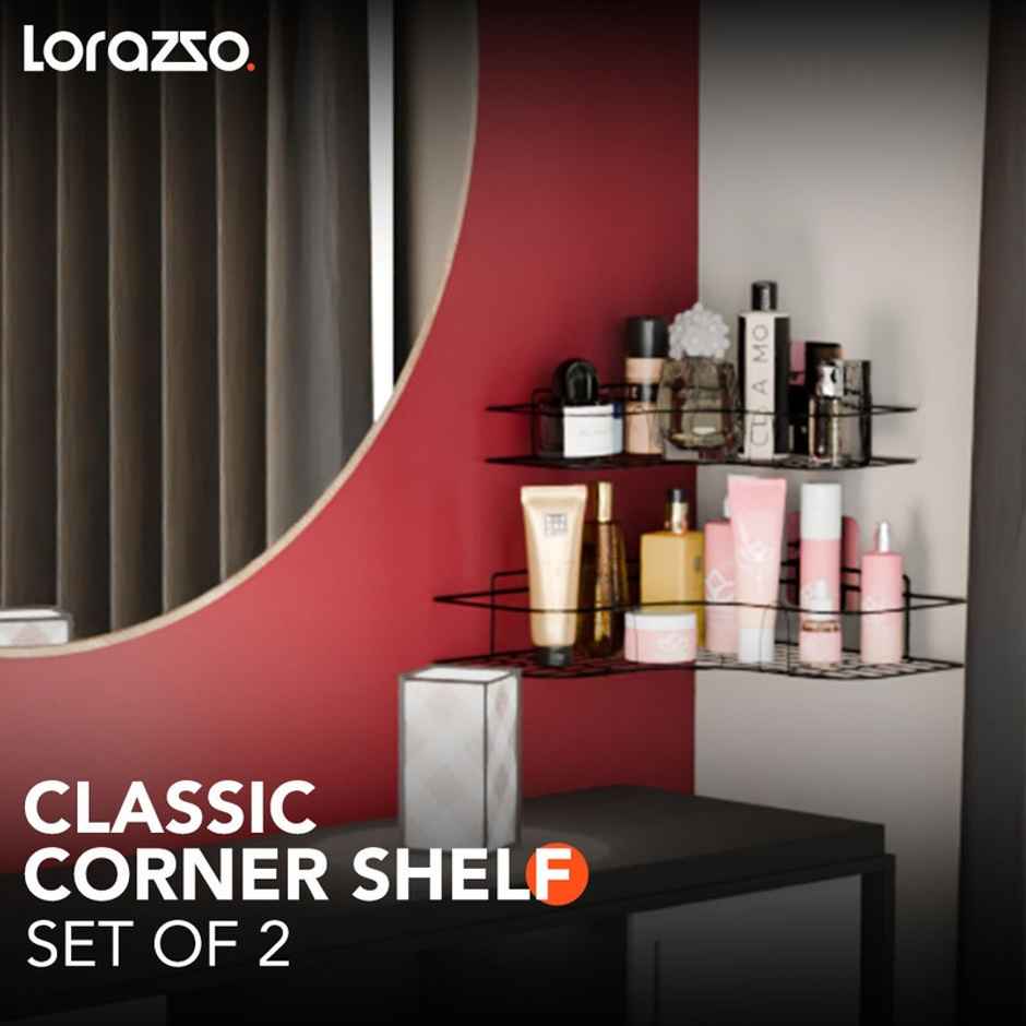 Lorazzo Classic Bathroom Corner Shelves - Self Adhesive Without Drill