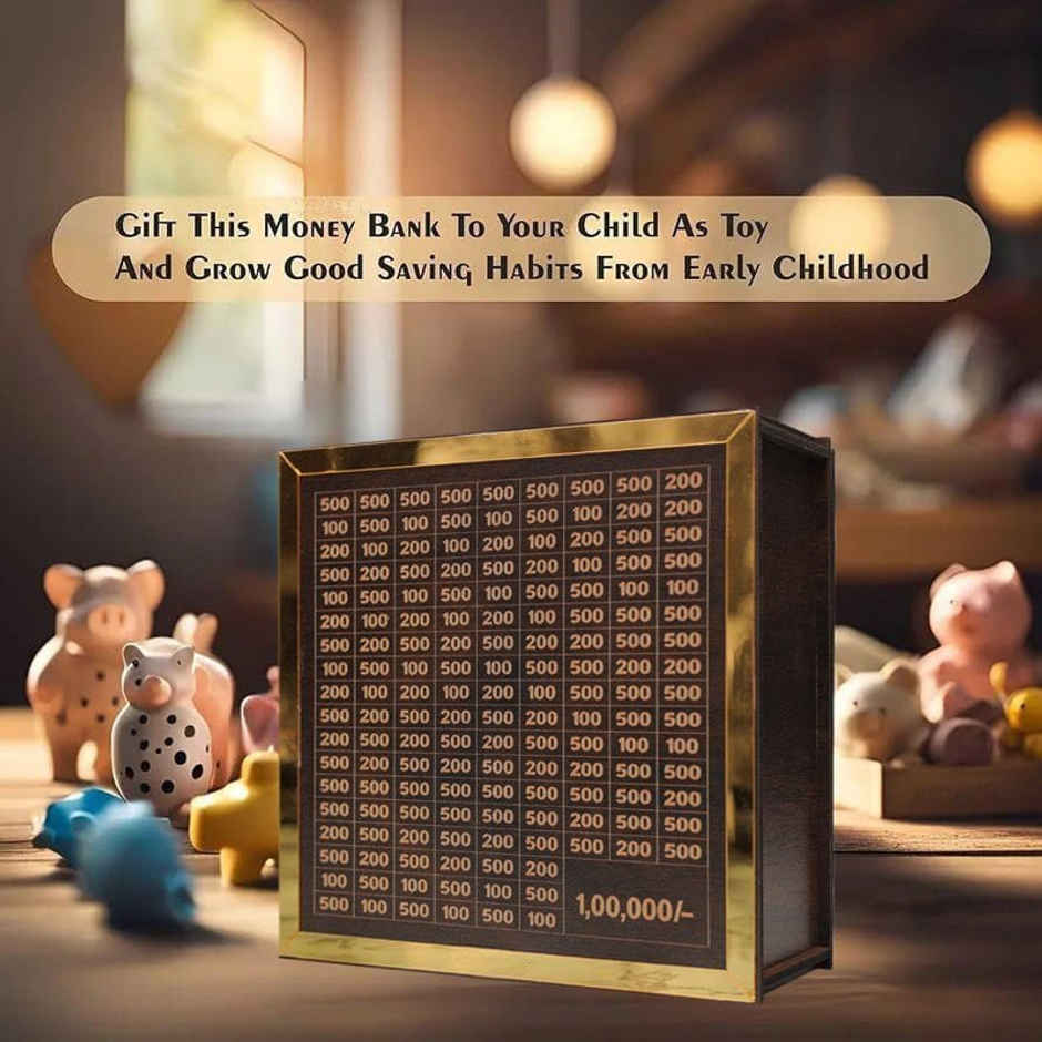 Fablue Wooden Piggy Bank Wooden Coin Box Money Saver for Kids