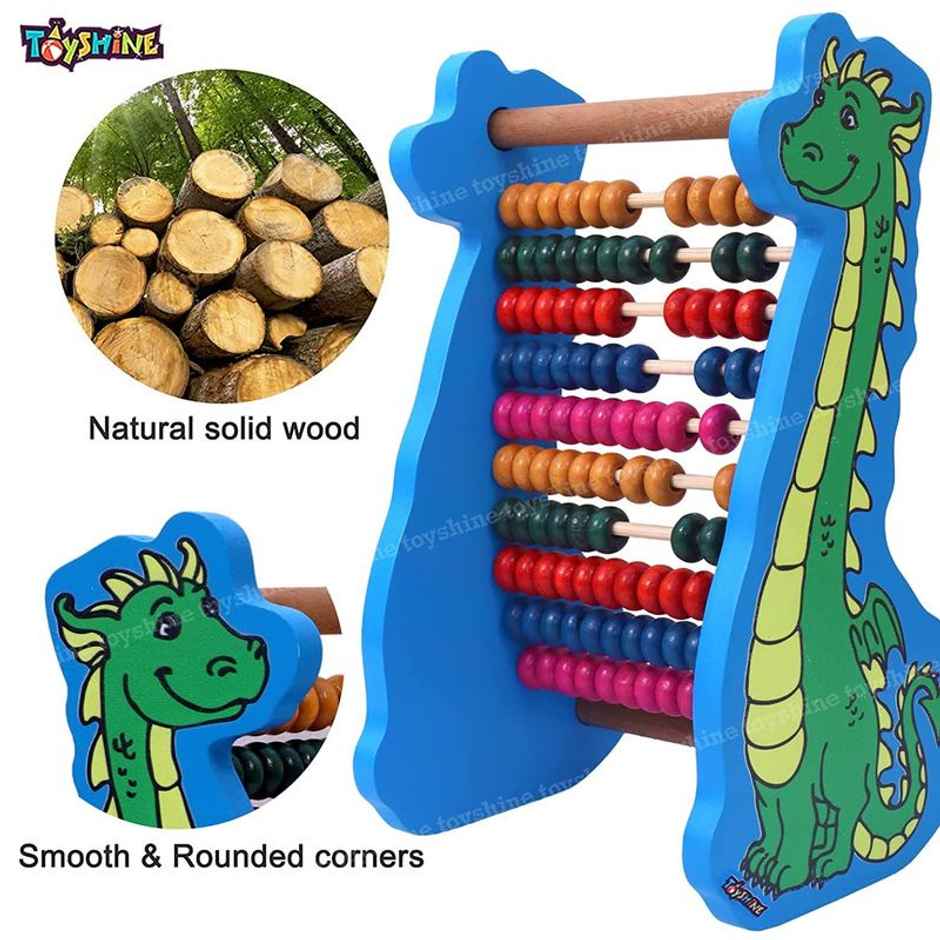 Toyshine Dinosaur Wooden Abacus Learning Play Center, Preschool Math Learning Toy