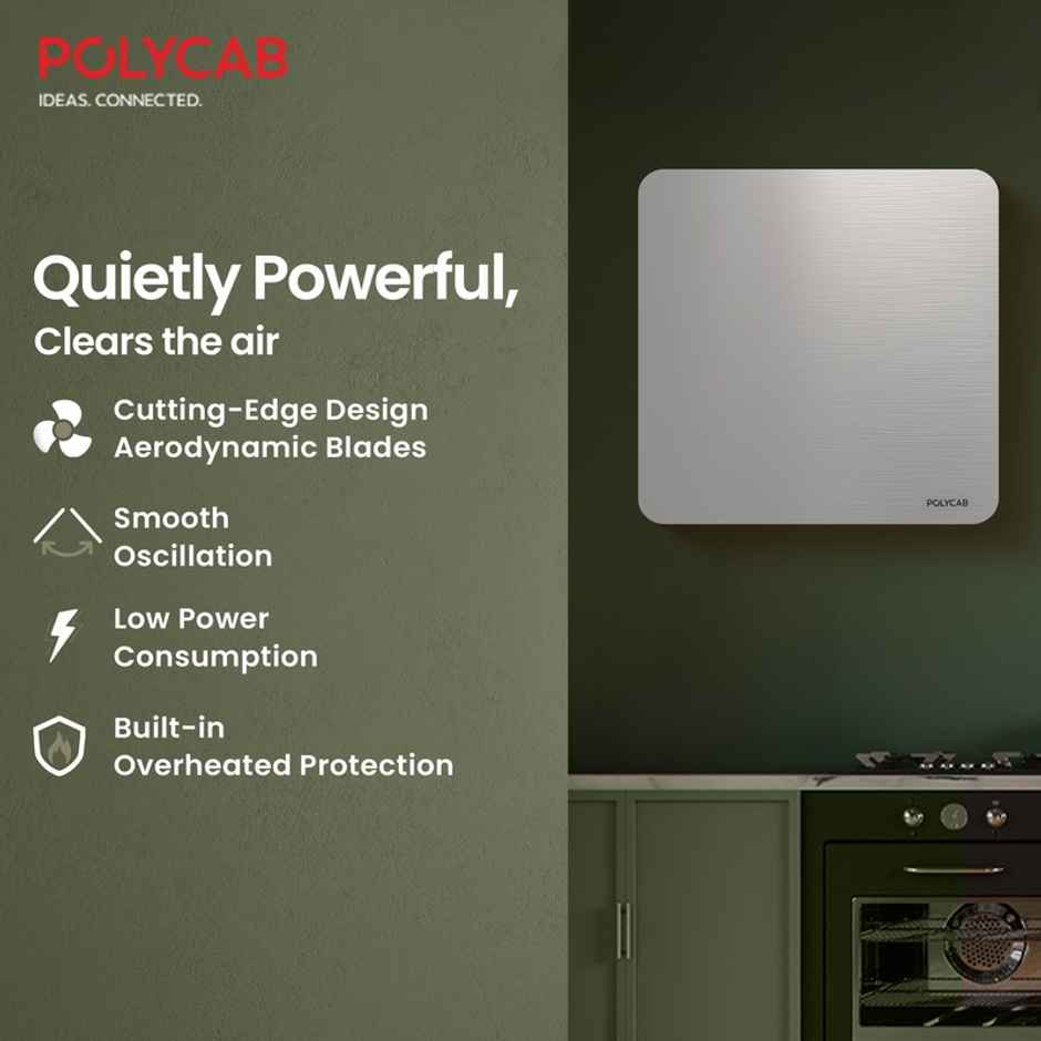 Polycab Freshly Prime Air Exhaust fan, 150mm,Noiseless,100% Copper Winding, Steel Finish