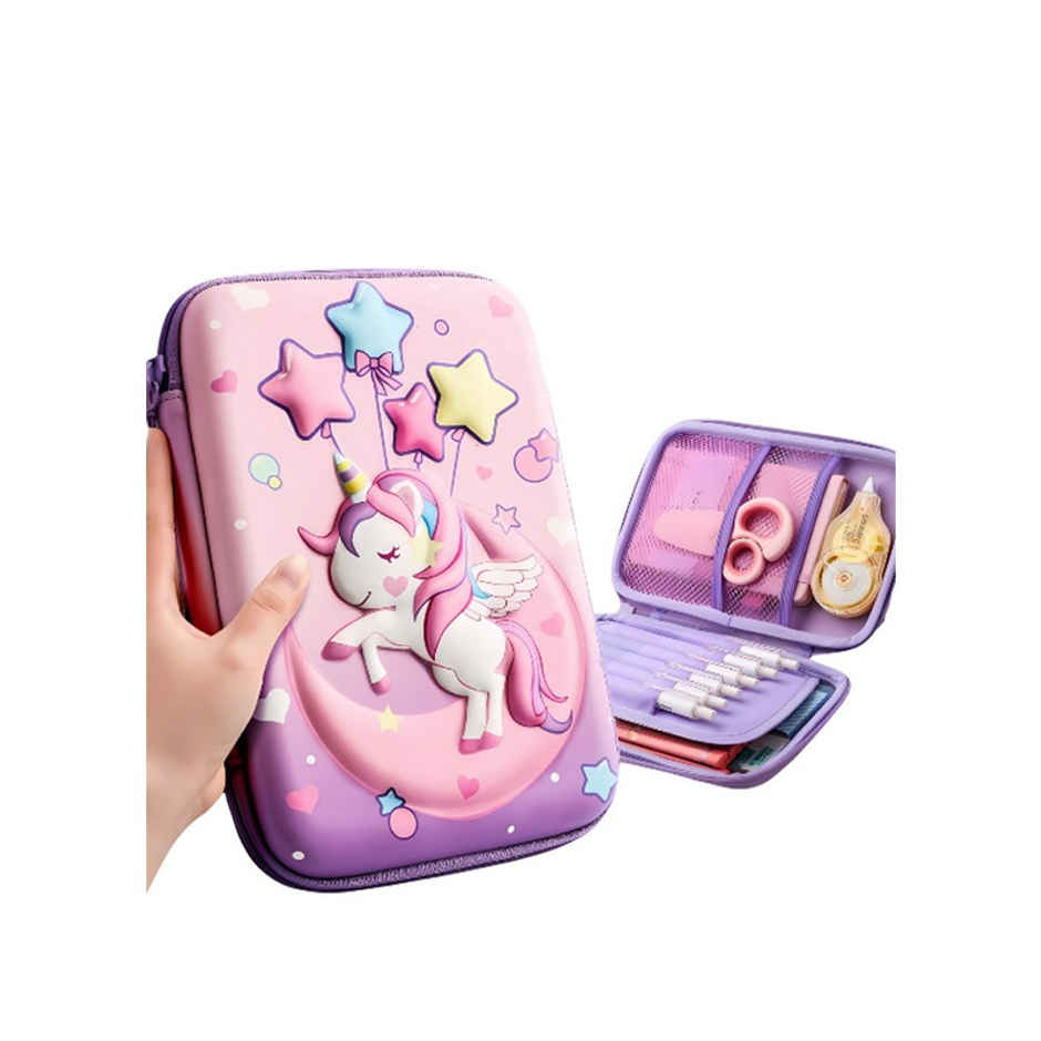 Fablue 3D Moon Unicorn Big Pencil Pouch | Light Purple