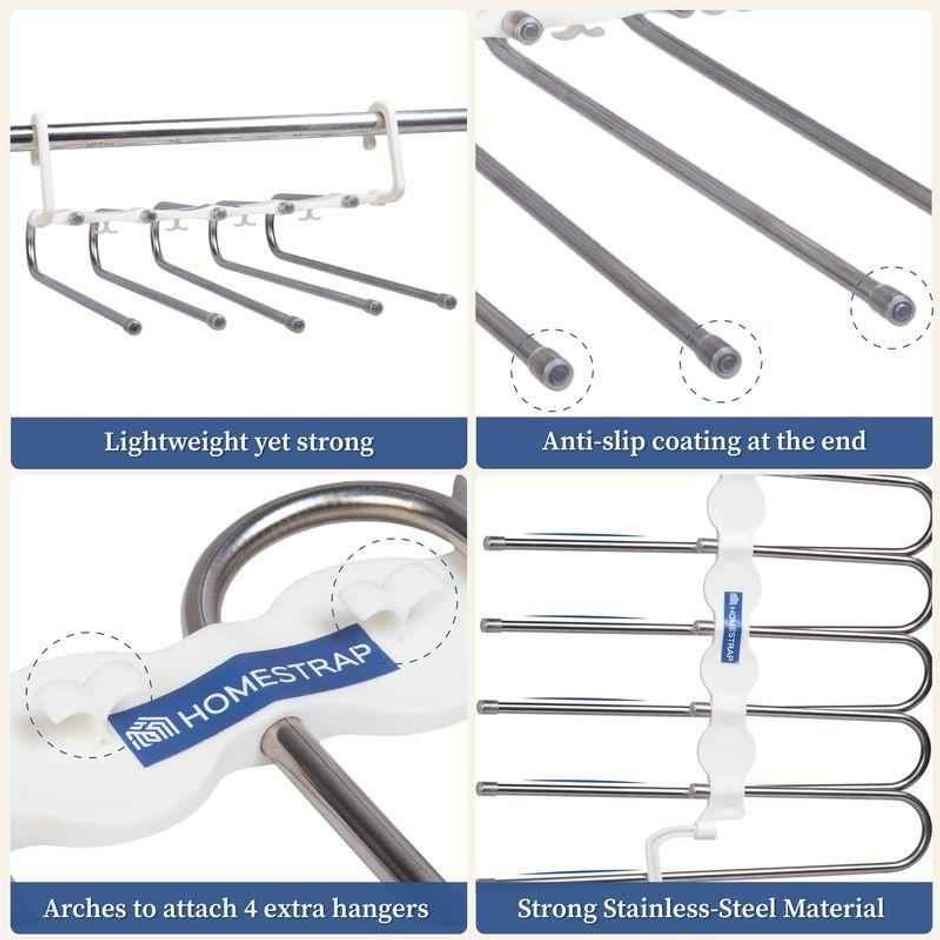 HomeStrap 5in1 Space Saver Multi Layer Pant Hanger