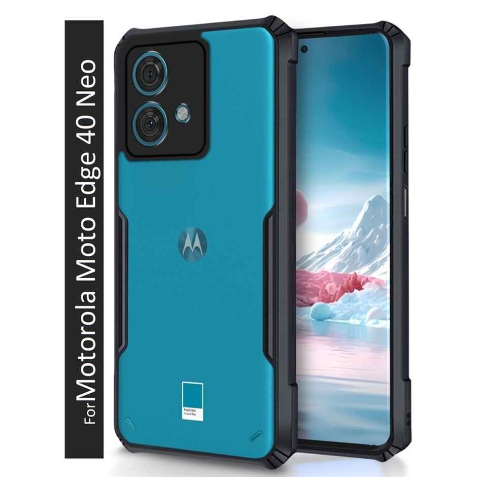 Kwine Case Motorola Moto Edge 40 Neo Back Cover - Black Bordered Transparent Case
