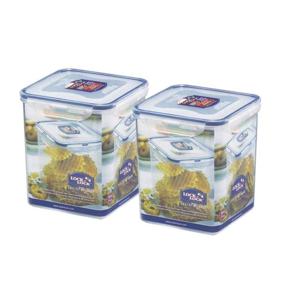 LocknLock HPL822B Classic Tall Square Plastic Airtight Food Storage Container | Transparent - 2.6 L