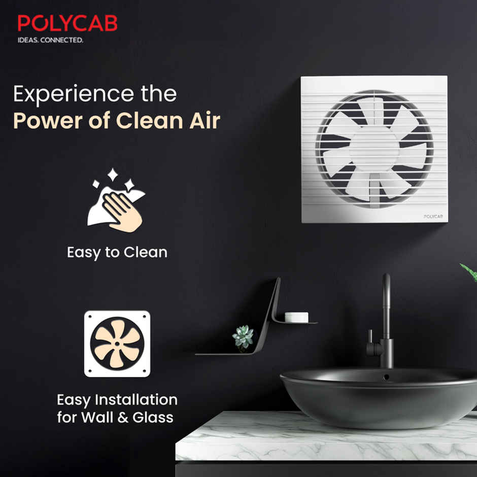 Polycab Freshner Axial Air Exhaust fan, 150mm, High Speed,Noiseless, 100% Copper Winding, White