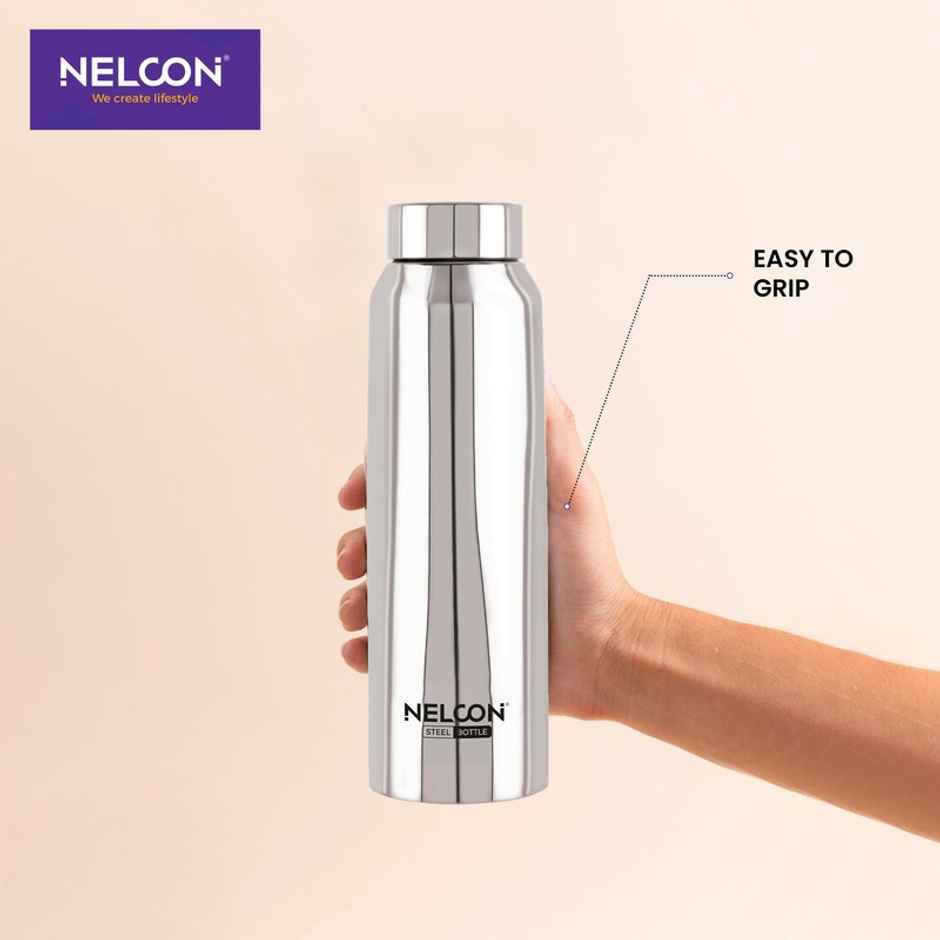 Nelcon Absolute 1 L Stainless Steel Water Bottle For Women | Men And Kid | Silver