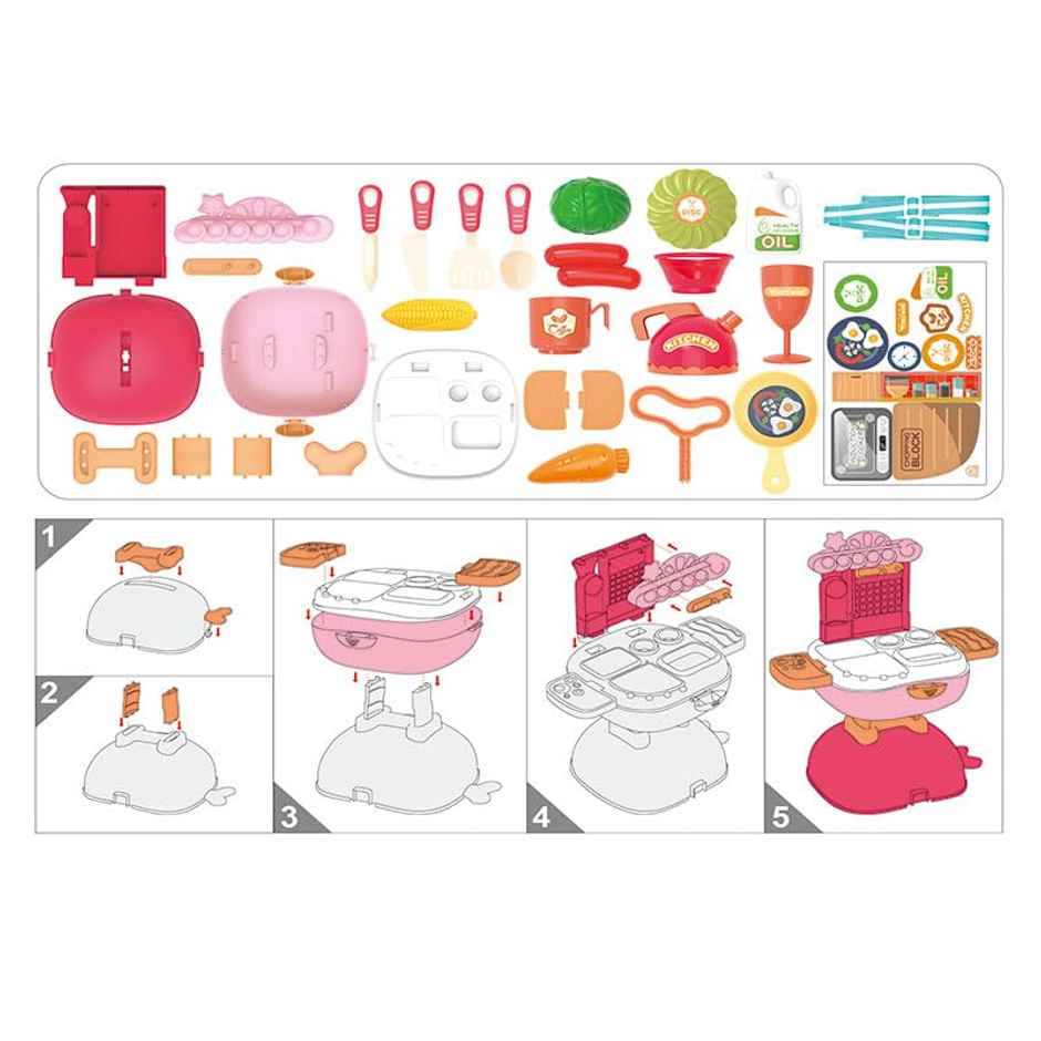 Webby 3 In 1 Kitchen Set Role Play for Girls | Foldable | 30 Pcs