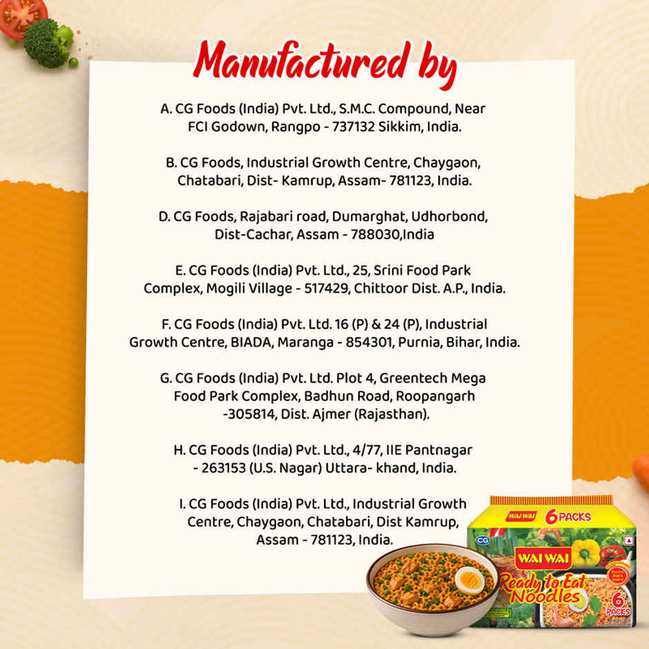 Wai Wai Ready to Eat Noodles, Chicken Masala Pack | 6 in 1