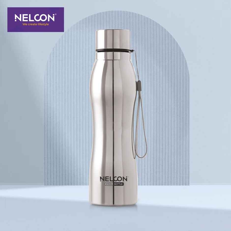 Nelcon Hexa Stainless Steel Water Bottle | 1 L | Spill-Proof | Easy To Grip | Fridge-Gym-Car