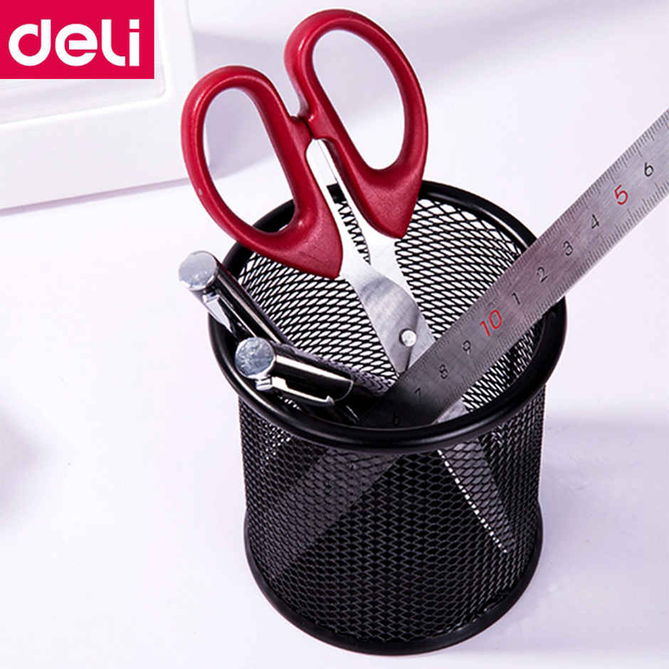 Deli E909 Mesh Pen Holder, Office Accessories, Black Body