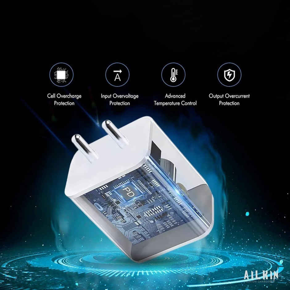 Ailkin 20W Fast Charger with USB-C to C Braided Cable| for iPhone 15|16 Series & Type C Phones
