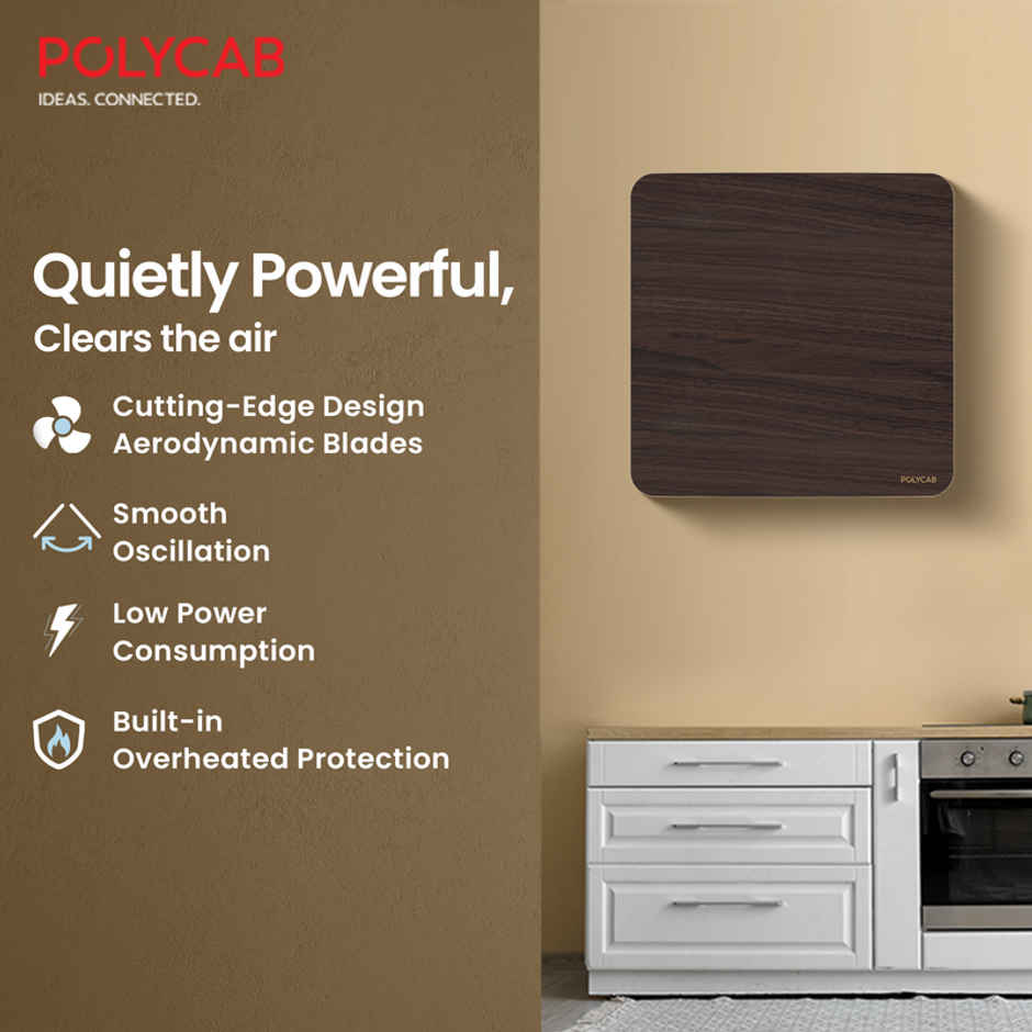 Polycab Freshly Prime Air Exhaust fan, 150mm, High Speed, 100% Copper Winding, Wood Finish