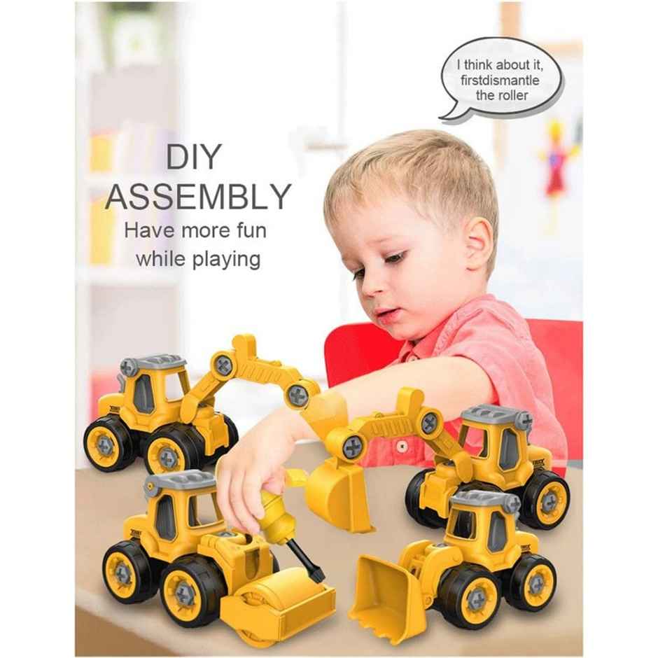 Fablue Construction Vehicles Trucks Toy for Kids - 4 Pcs Truck Cars for Kids