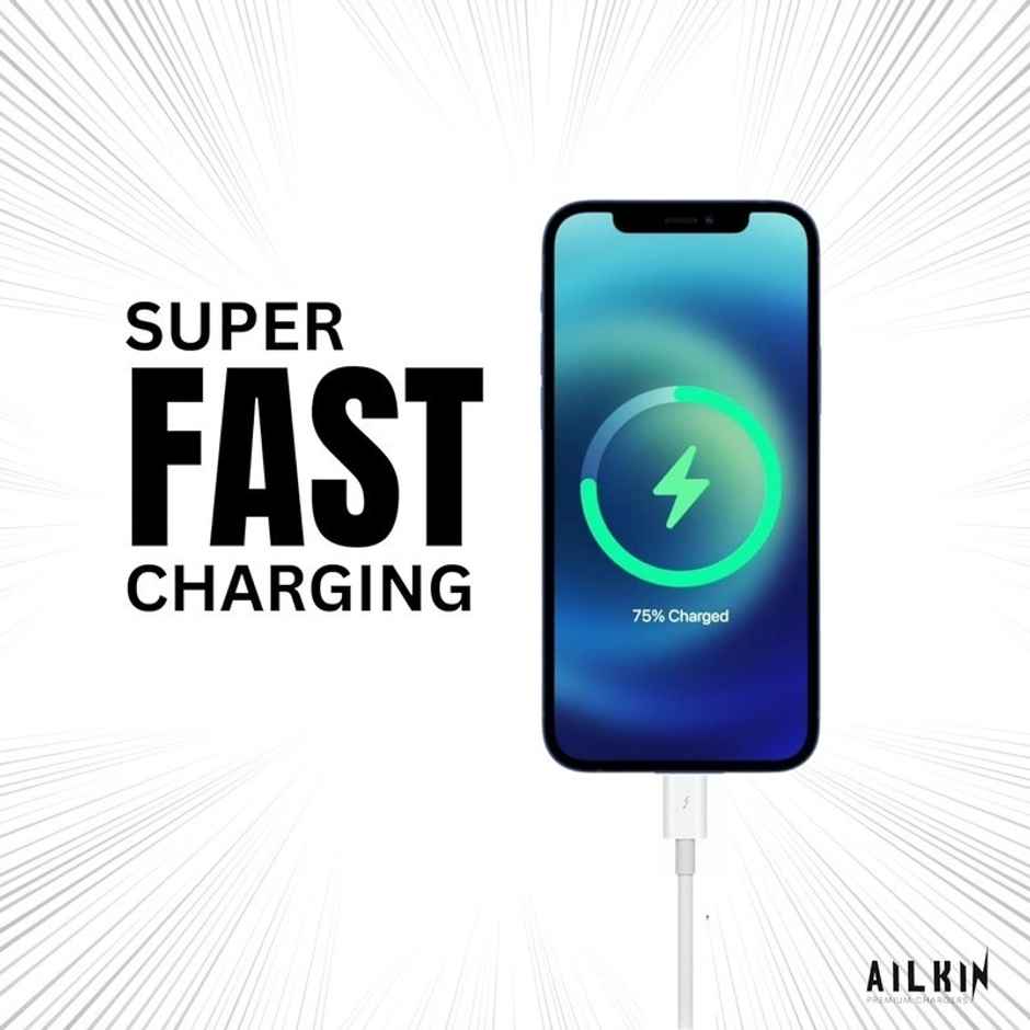 Ailkin 20W Fast Charger with USB-C to C Braided Cable| for iPhone 15|16 Series & Type C Phones