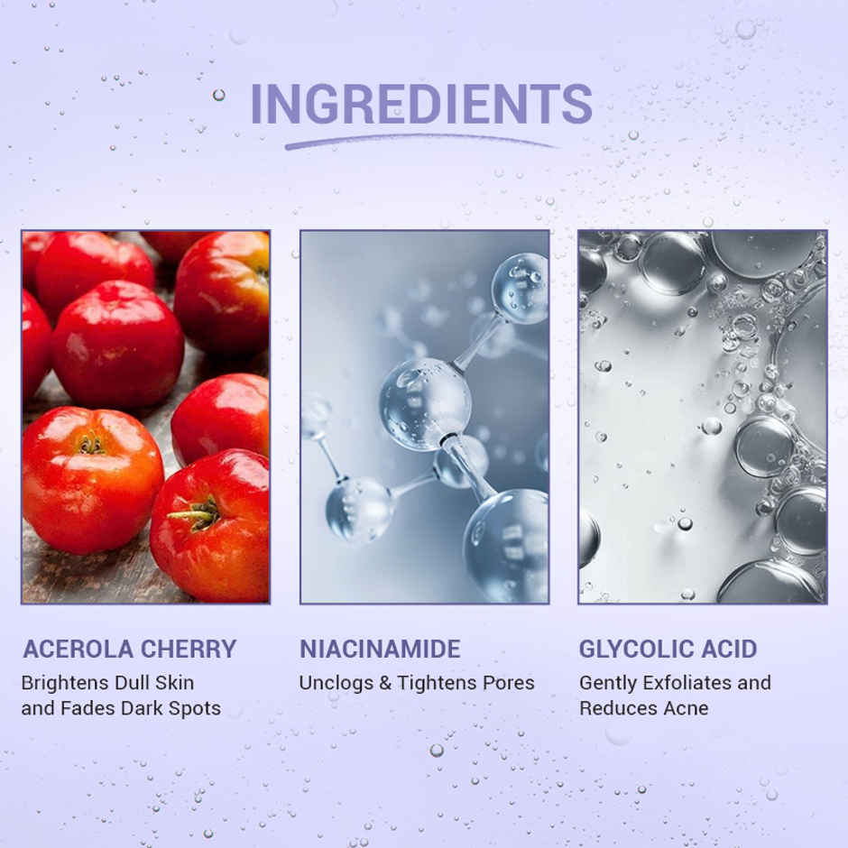 SEREKO Vitamin C Brightening Face Toner with Niacinamide, Glycolic Acid and Fruit Extracts | Works on Acne and Tightening Pores