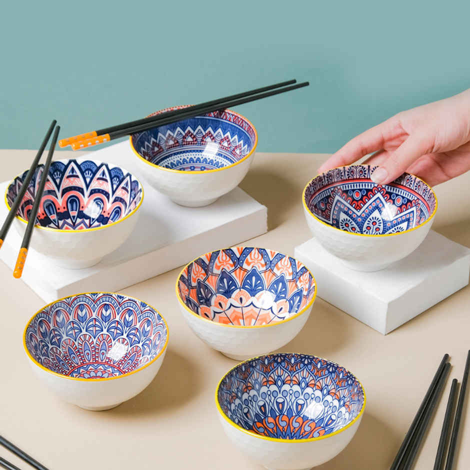 Nestasia Mandala Snack Bowl Set Of 6 With Chopsticks
