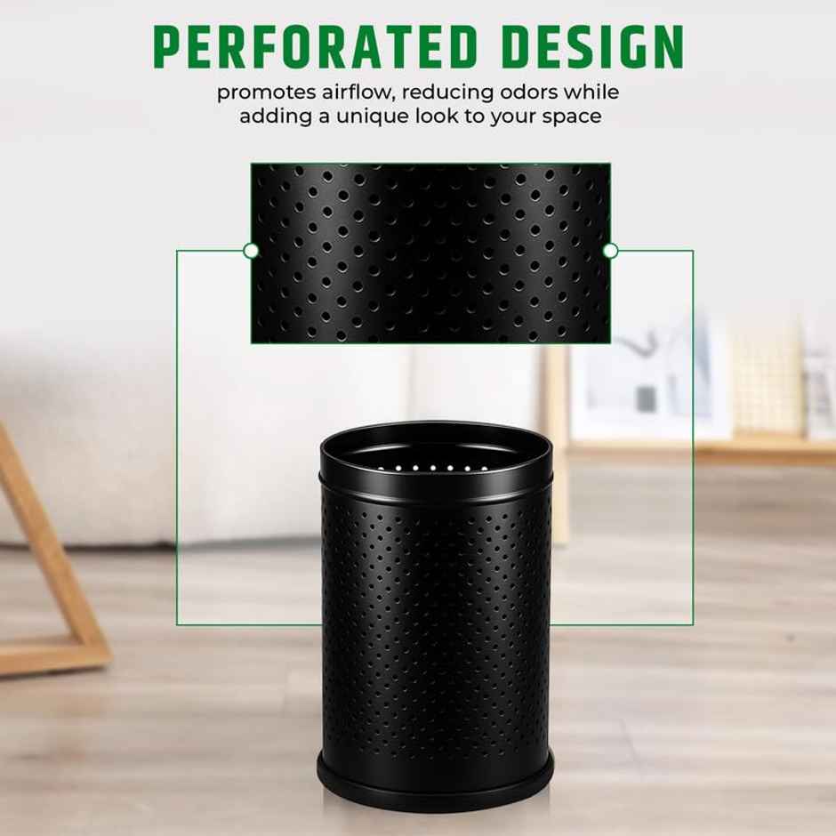 Robustt Stainless Steel Open Top Dustbin Trash Can | Bathroom, Kitchen & Toilet | Black - 6L