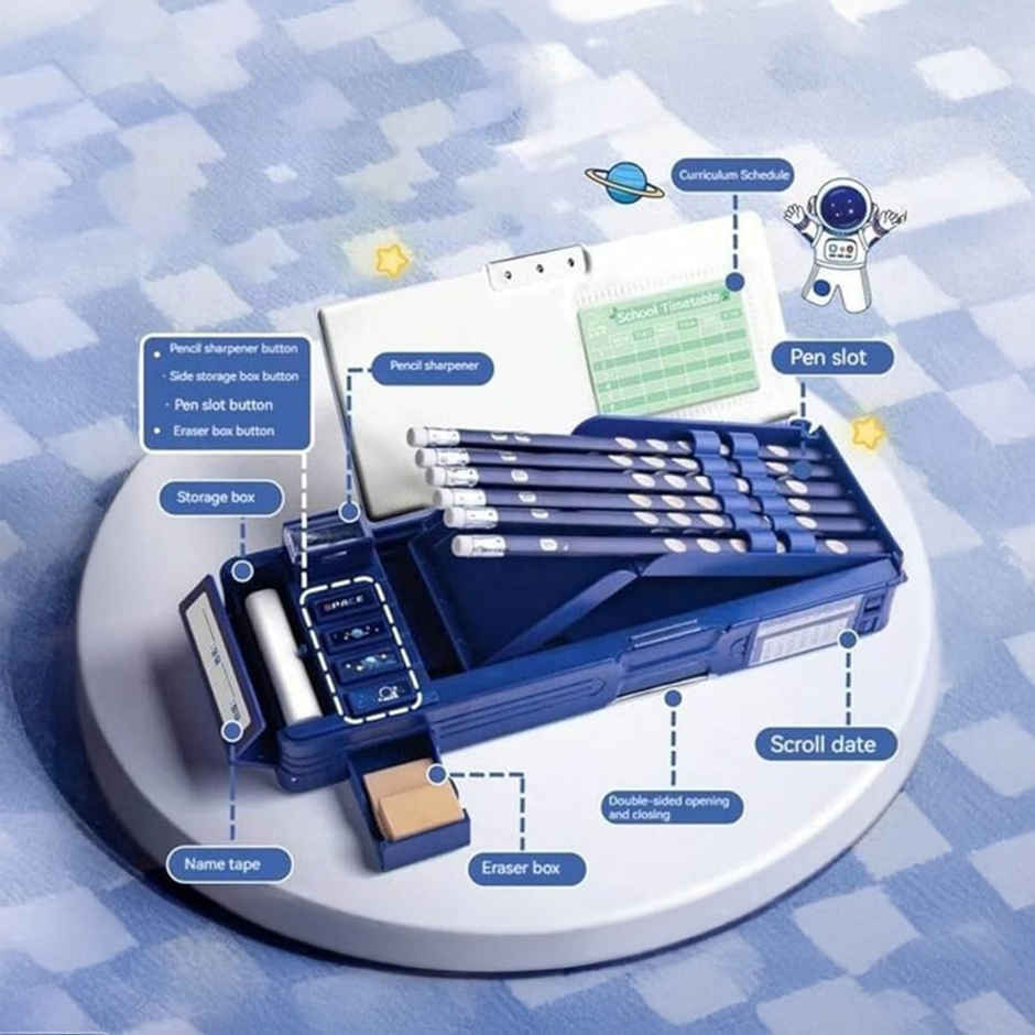 Fablue Space Astronaut Pencil Box with Magnetic & Password Lock | Dark Blue