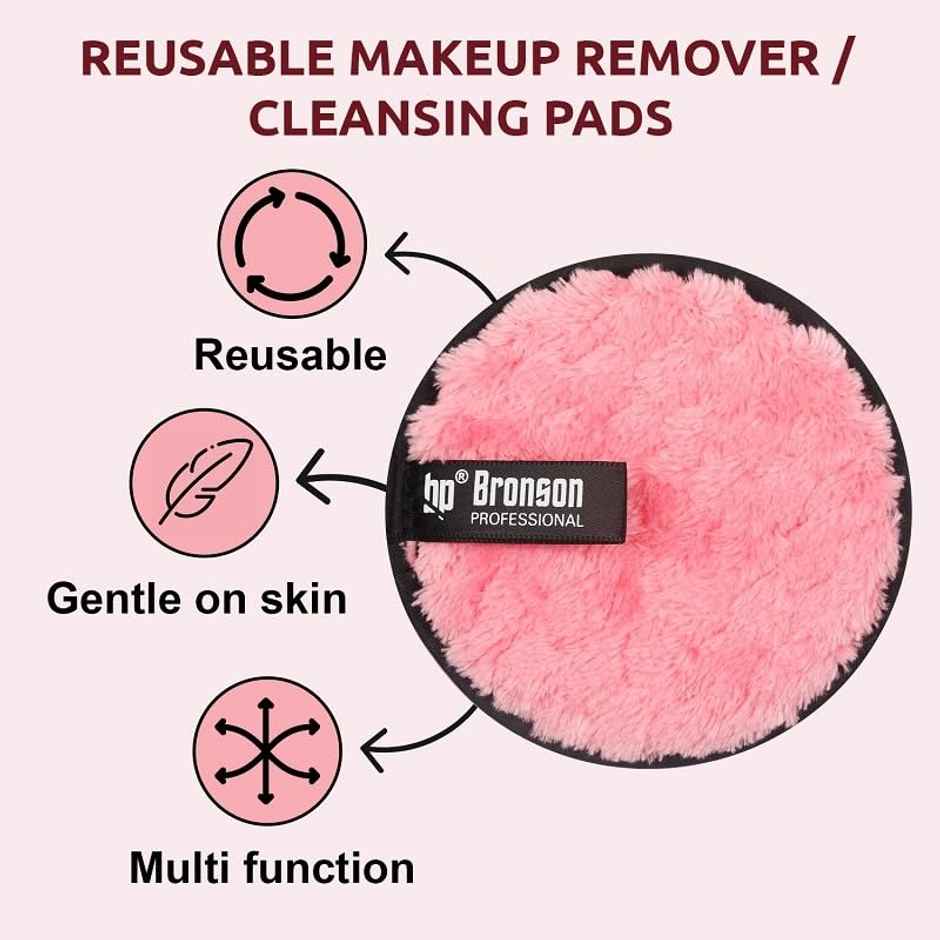 Bronson Professional Reusable Makeup Remover Cleansing Pads | 2 pcs | Mix Color