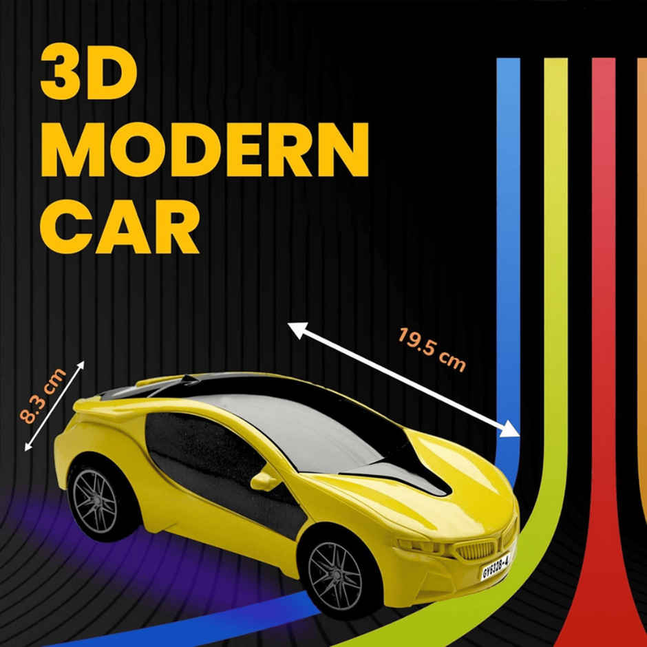 Fablue 3D Lights Famous Remote Control Car Toy For Kids - High Speed Racing Car Toy | Yellow