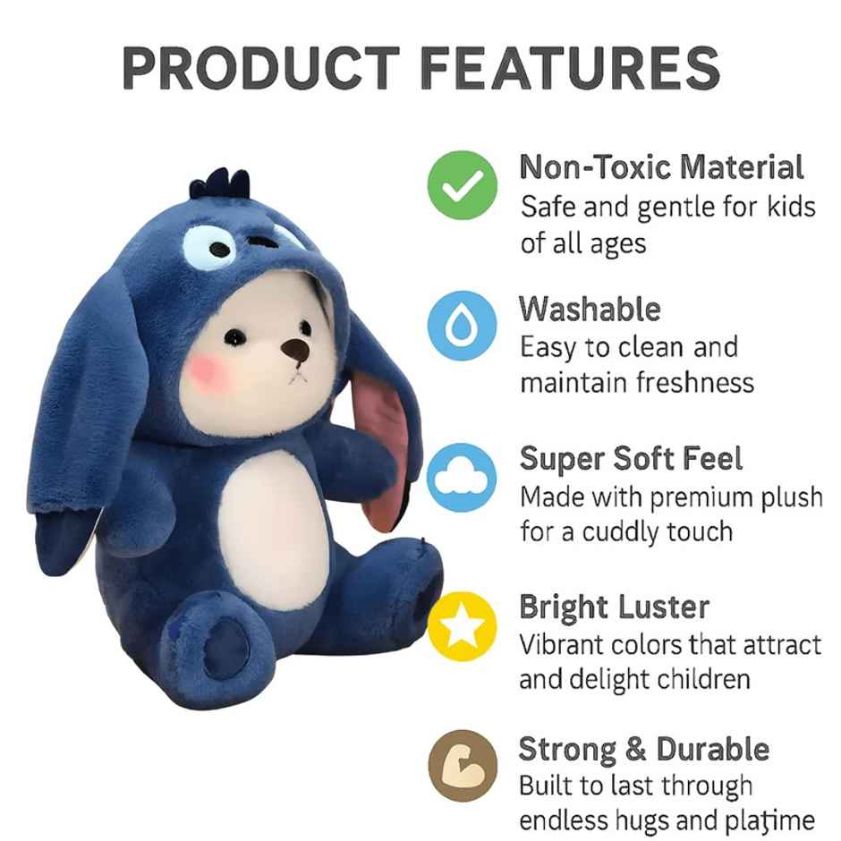 Fablue Blue Lovable Huggable Soft Toy For Kids - Elegant Soft Plush Toy