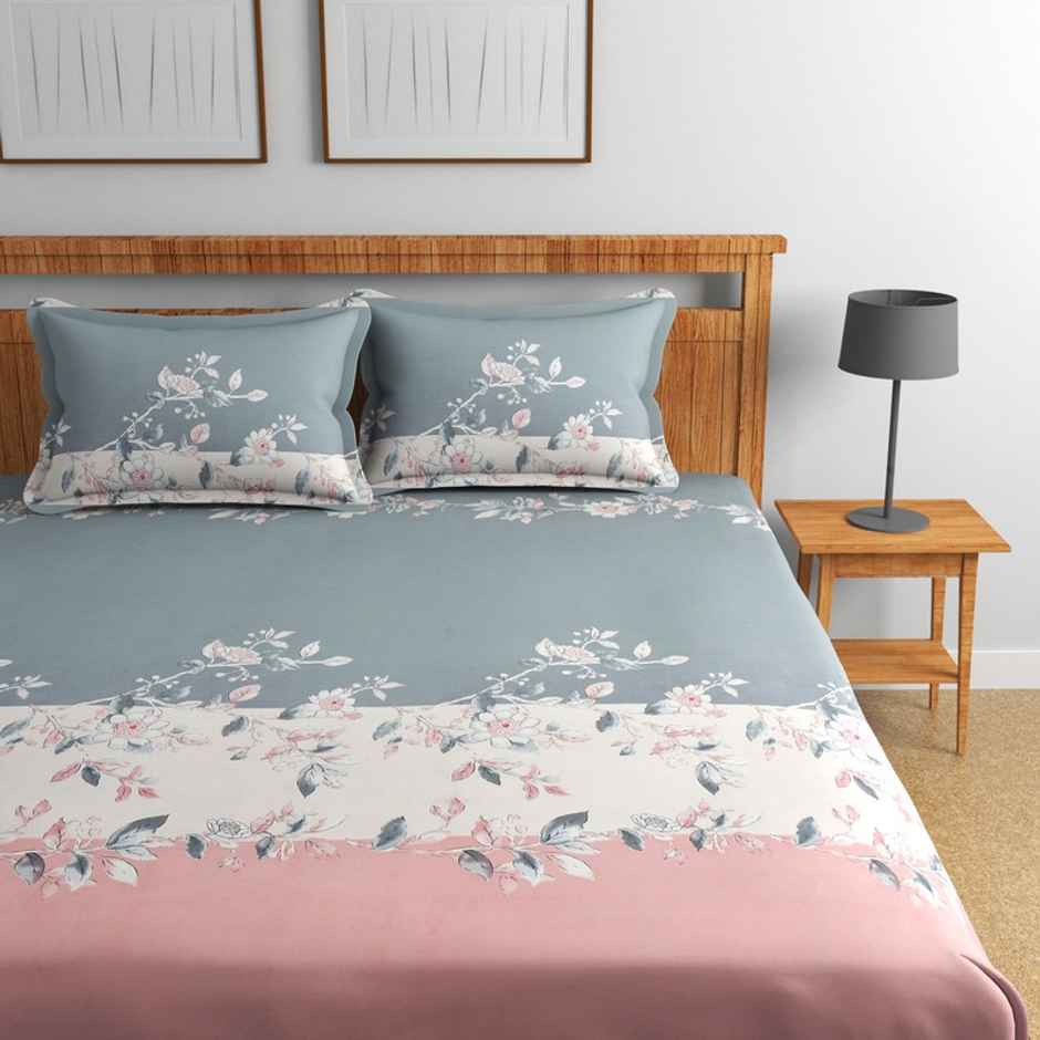 Florida King-Size Printed AC Comforter With 1 Bedsheet & 2 Pillow Cover Set - Pink