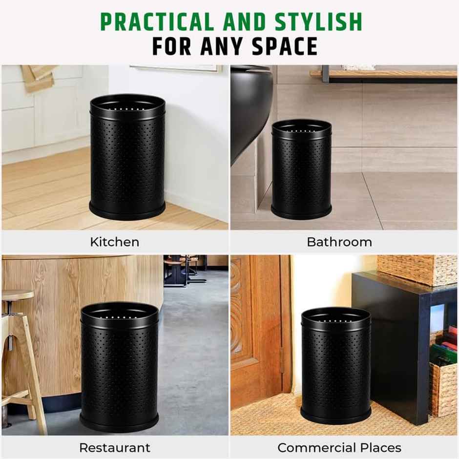 Robustt Stainless Steel Dustbin - 10 L | Black
