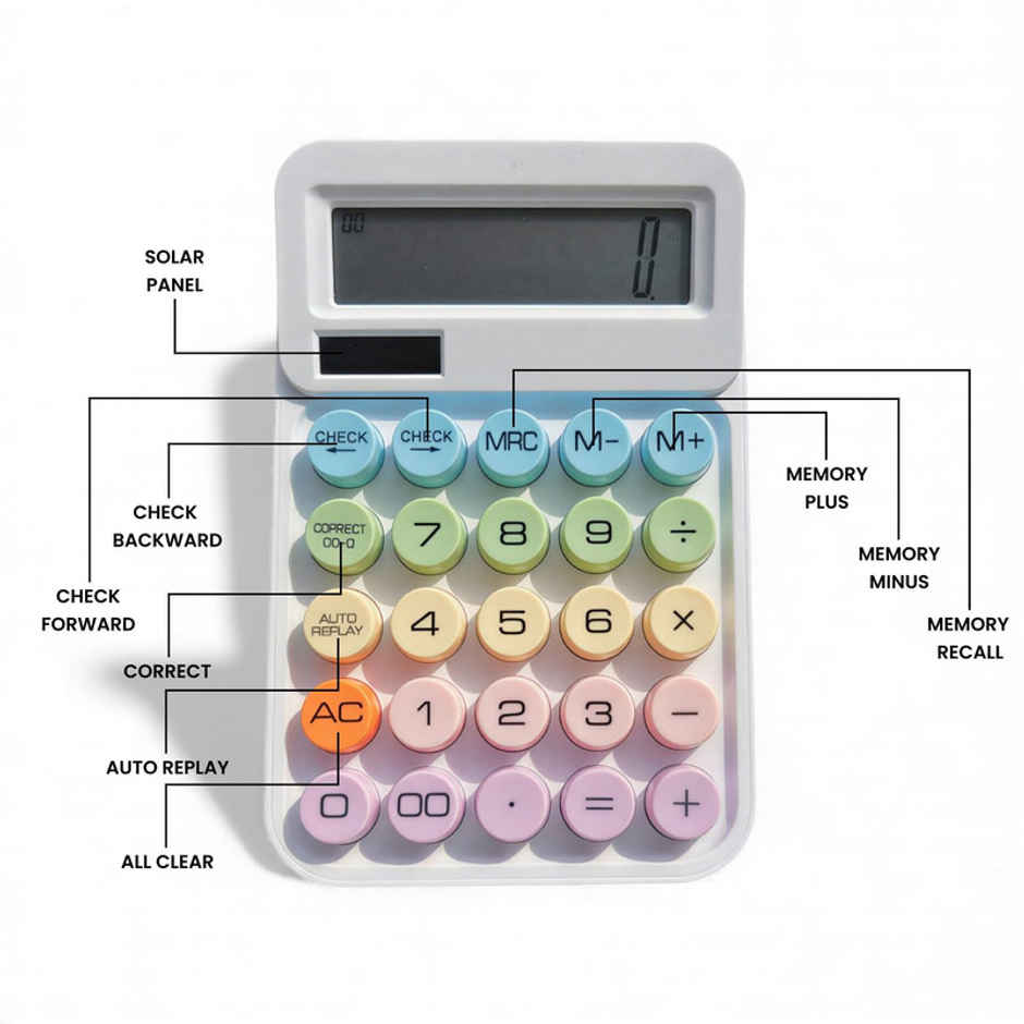 Fablue 12-Digit Calculator Dual Power