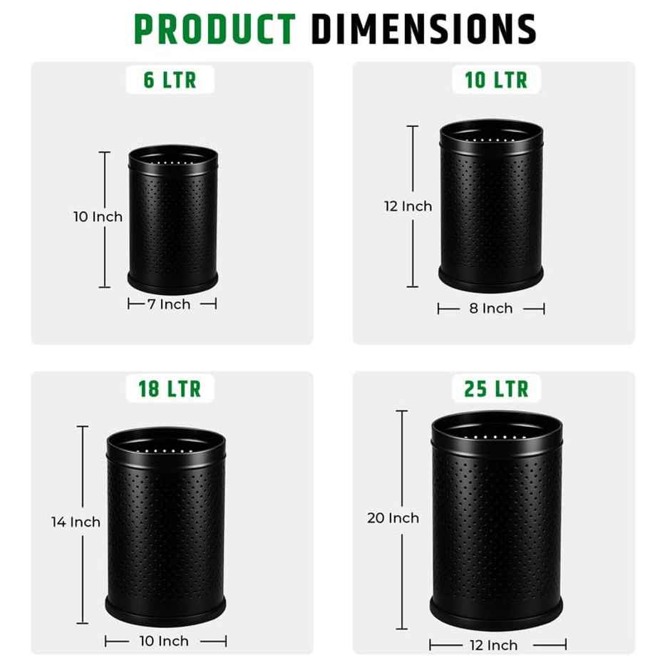 Robustt Stainless Steel Dustbin - 10 L | Black