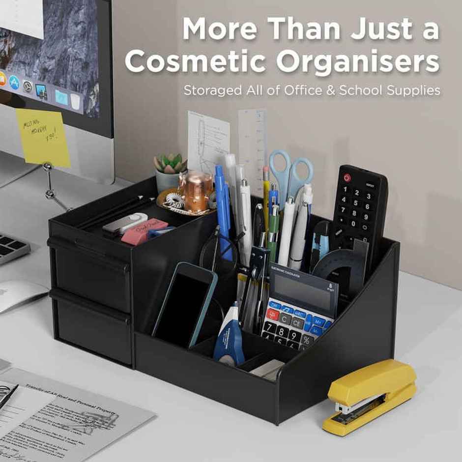 Fablue Plastic Multipurpose Desk Organizer | Black