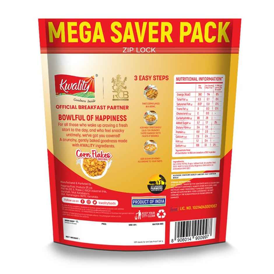 Kwality Golden Corn Flakes - Crispy And Delicious Breakfast Cereal Made With 100% Natural Corn