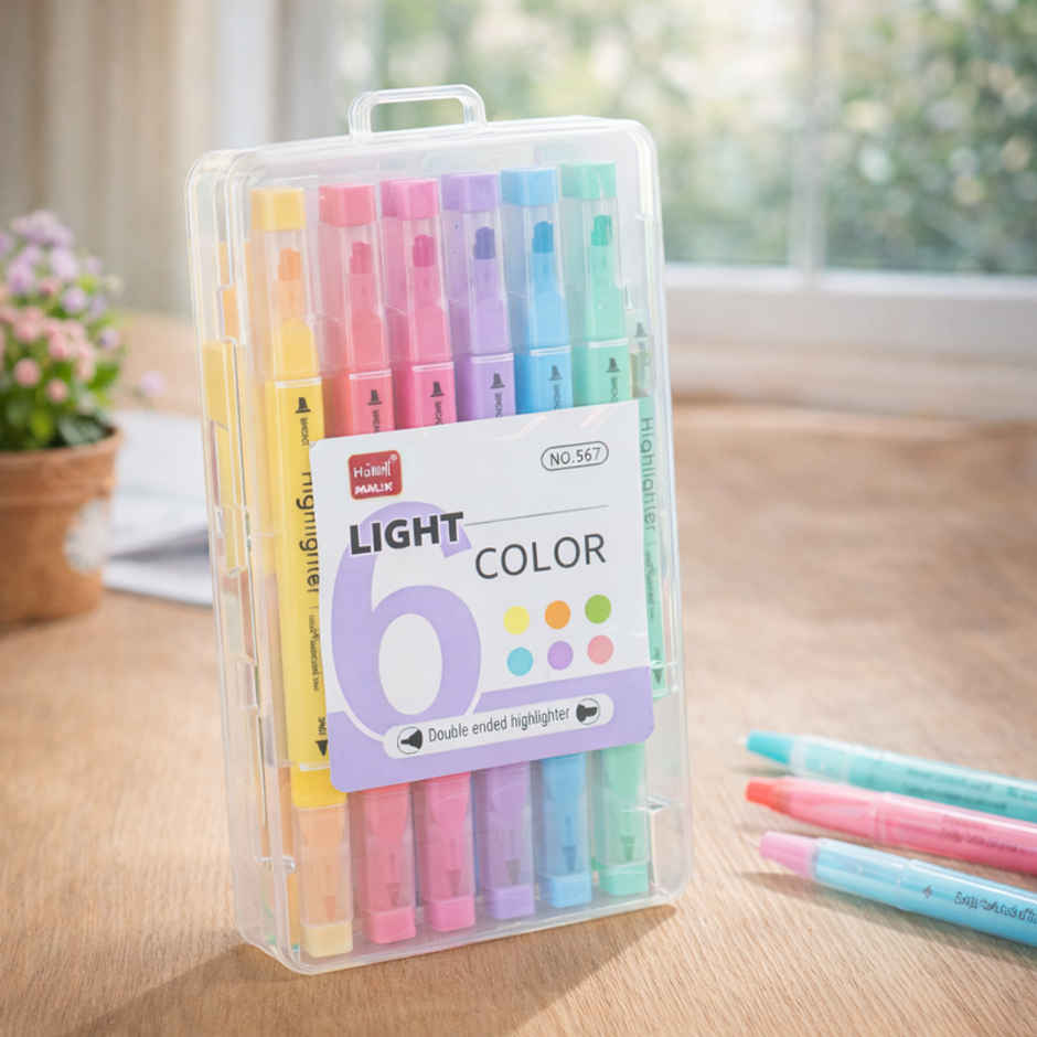 Fablue 6 Color Dual Ended Highlighter