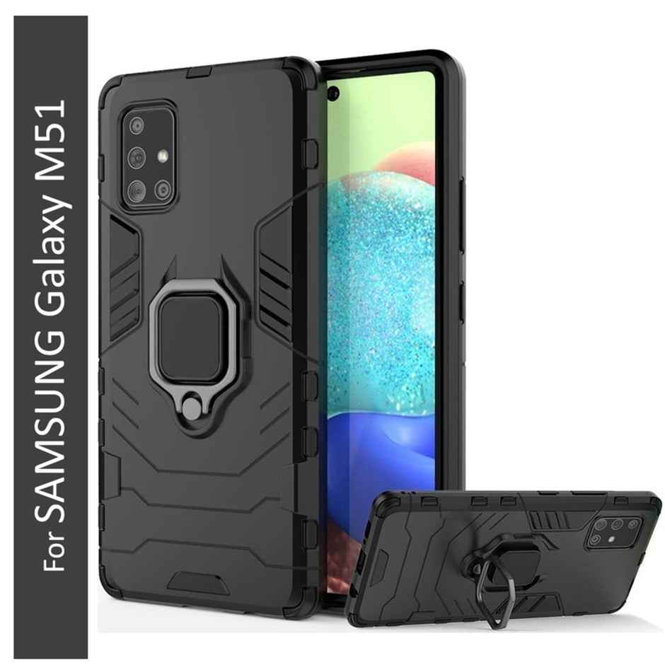 Kwine Case Samsung Galaxy M51 Back Cover - Ring Holder Stand Case