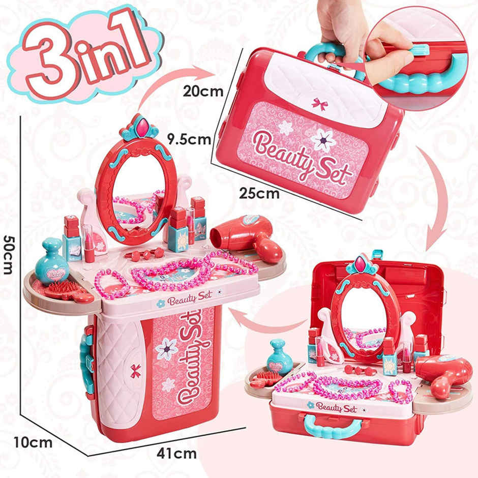 Fablue Portable Beauty Makeup Set for Kids | Convertible Suitcase Fashion Set With Accessories