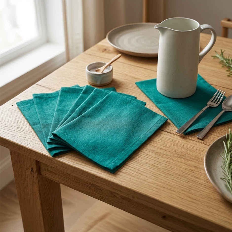 Lushomes Sea Green Table Napkins - 9 x 9 inch