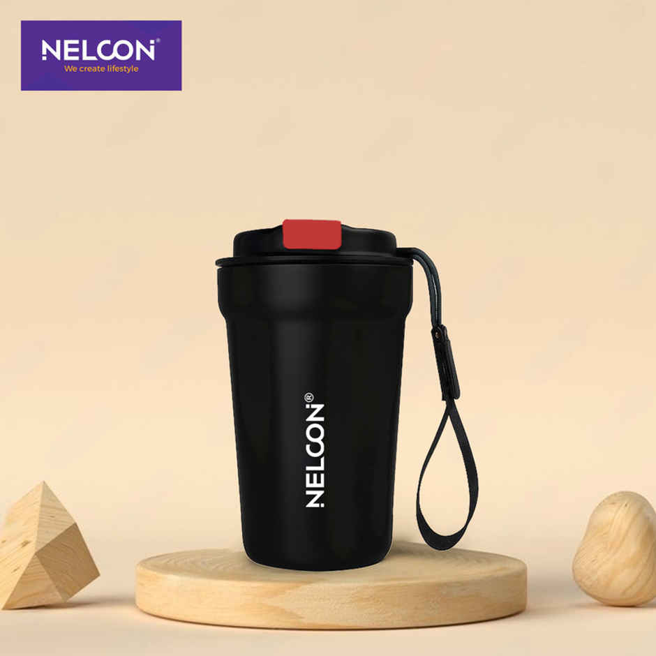 Nelcon Loopsip Insulated Mugs & Tumbler | Double Wall Stainless Steel | Black | 400 ml