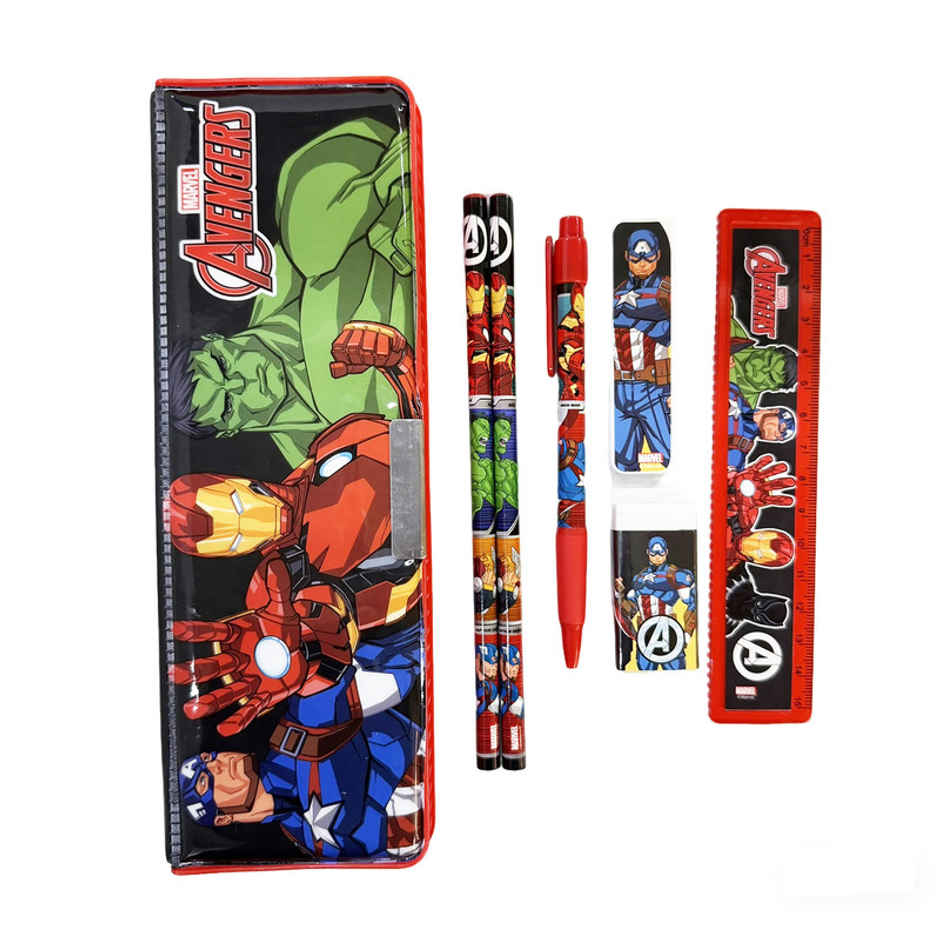 Striders Avengers Theme Stationery Kit | Pen, Pencil, Scale, Eraser, Sharpener & Pencil Box