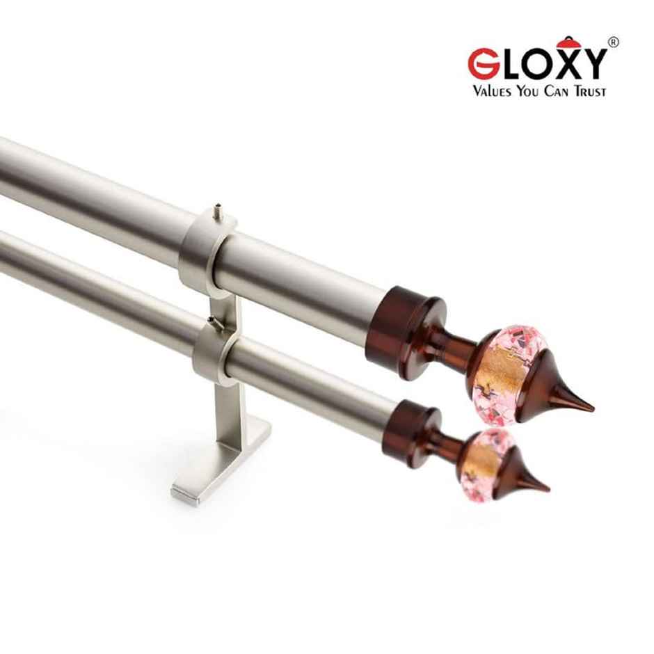 Gloxy Single Diamond Aluminium Curtain Bracket | 1 inch Support Fitting | 6 Pair, Coffee mix Orange