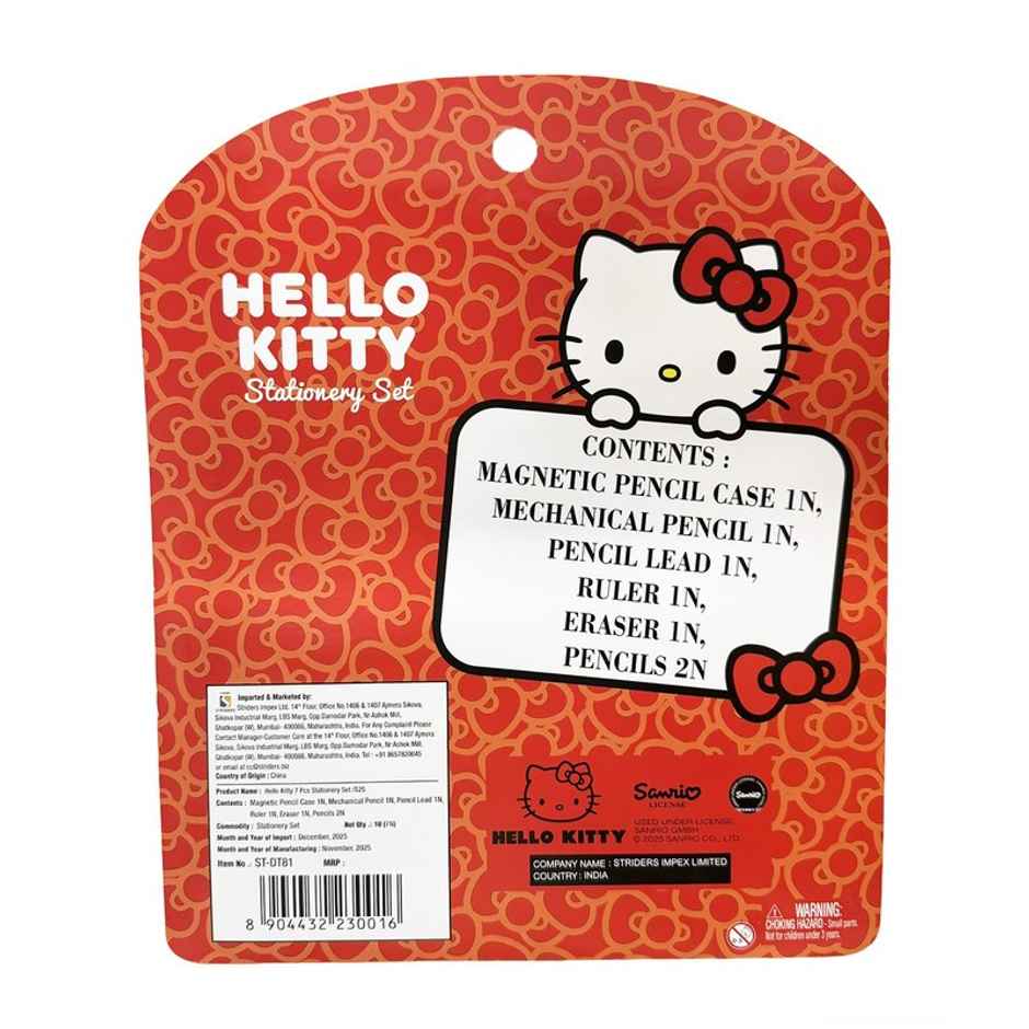 Striders Hello Kitty Stationery Kit | Pen, Pencils, Ruler, Eraser, Sharpener & Pencil Box
