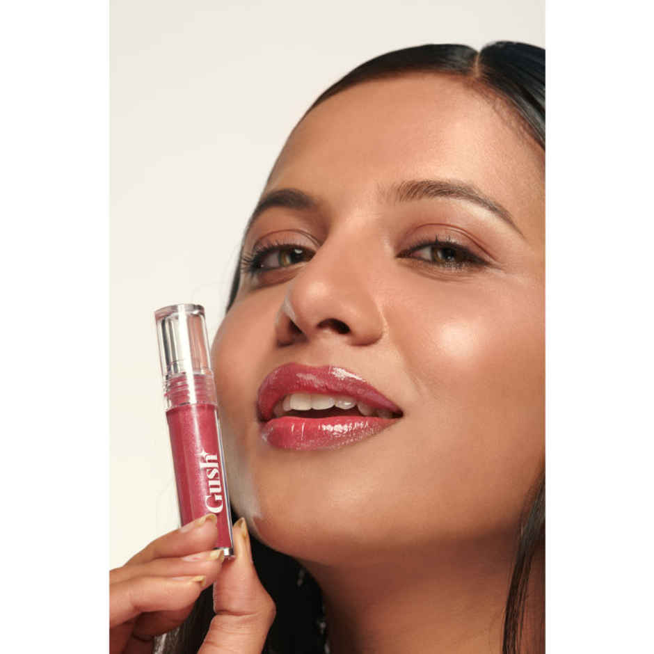 Gush Beauty Glaze Lip Oil Gloss | High Shine & Hydrating Mauve Gloss | Wine o clock | Mauve Gloss