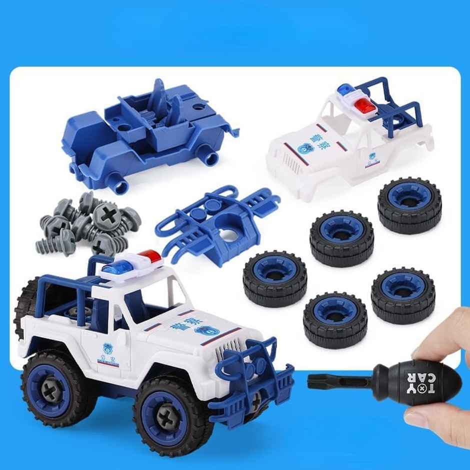 Fablue Police Car Building Blocks Toy for Kids - Cars with Screw Driver Educational Toy