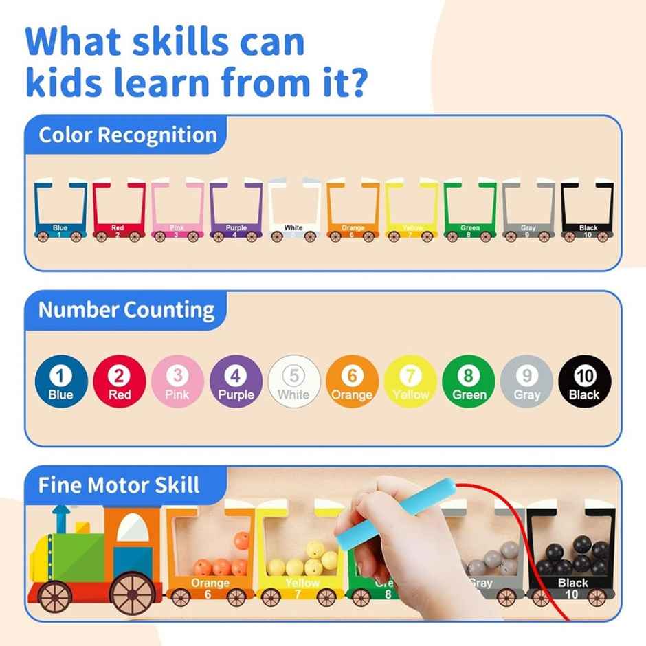 Fablue Magnetic Color And Number Maze Wooden Color Matching Counting Learning Educational Toy